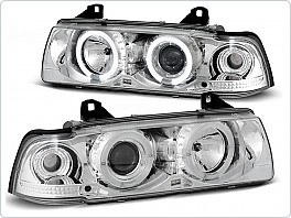 Přední světla, světlomety, lampy BMW E36, 1991-1998, Angel Eyes, chrom, sedan, compact, touring LPBM01