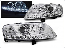 Přední světla Audi A6, 2004-2008, Angel Eyes + LED, chrom LPAUA3