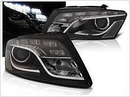 Přední světlomety, lampy Audi Q5, 2008-2012, LED TRU DRL Daylight, černá black, LPAUD4