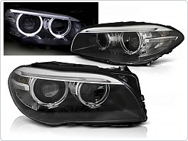 Přední světla LED angel eyes s denními světly BMW F10,F11 xenon D1S 2010-2013 černá, AKCE