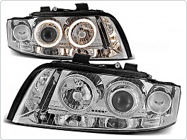 Přední světla Audi A4, 2001-2004, Angel Eyes, chrom LPAU19