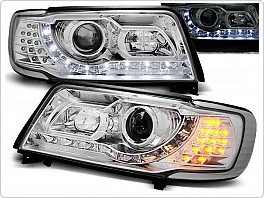 Přední světla Audi 100 C4, 1991-1994, LED Daylight s LED blinkrem, chrom LPAU47