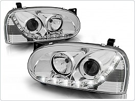 Přední světla Volkswagen Golf 3, 1992-1998, LED Daylight, chrom LPVW94