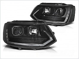 Přední světla, světlomety, lampy VW T5 2010-2015, tube light, T6 look, černé