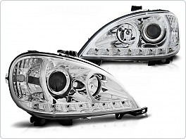 Přední světla, lampy Mercedes ML, W163, 1998-2001, LED Daylight, chrom, LPME99