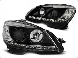 Přední světlomety Mercedes W204, classe C, 2007-2011, LED Daylight H7, černé black LPME95