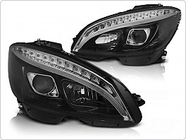 Přední světla, světlomety Mercedes C W204, 2007-2010, Tube Light, black LPMEB5