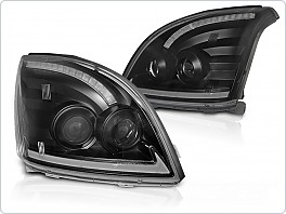 Přední světla, světlomety, lampy TUBE LIGHT, Toyota Land Cruiser 120, 2003-2009, LED dynamic,černé