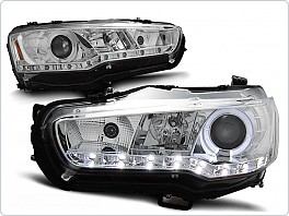 Přední světla Mitsubishi Lancer 8, 2008-2011, LED Daylight, chrom LPMI15