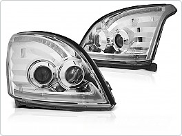 Přední světla, LED světlomety, lampy Toyota Land Cruiser 120, 2003-2009, Tube Light, SEQ, chromové