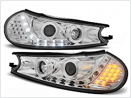 Přední světla Ford Mondeo, 1996-2000, LED Daylight, chrom s led blinkrem LPFO28