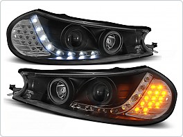 Přední světlomety Ford Mondeo, 1996-2000, LED Daylight, černé black s led blinkrem LPFO29