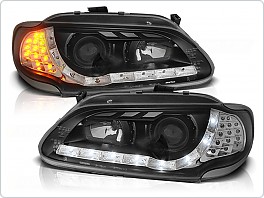 Přední světlomety, světla, lampy Renault Megane I, 1996-1999, LED Daylight, černé black s LED blinkrem LPRE26