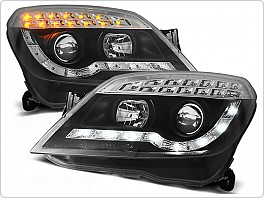 Přední světlomety, světla, lampy Opel Astra H, 2004-2009, LED Daylight, černé black + LED blinkr LPOP52