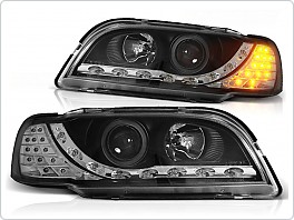 Přední světla Volvo S40, V40, 1996-2000, LED Daylight, černé black + LED blinkr LPVO10