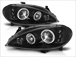 Přední světlomety, světla, lampy Renault Megane I, 1999-2002, Angel Eyes, černé black LPRE10               