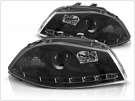 Přední světlomety, světla, lampy, Seat Ibiza, 2002-2008, LED Daylight, černé black LPSE08