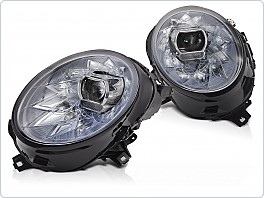 Přední LED světla, světlomety, lampy Mini Cooper F54, F55, F56, 2014-2021, SEQ, DRL, černé