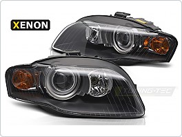 Přední xenonová světla, světlomety, lampy Audi A4 B7, 2004-2008, černé