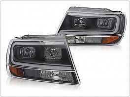 Přední světla, světlomety, lampy Jeep Grand Cherokee, 1999-2005, TubeLight, LED, černé