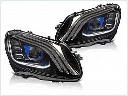 Přední FULL LED světla, světlomety, lampy Mercedes W205, 2014-2021, DRL, SEQ, černé