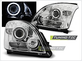 Přední světla Toyota Land Cruiser 120, 2003-2009, Angel Eyes CCFL, chrom LPTO17