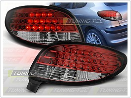 Zadní světla, lampy LED Peugeot 206, 1998-2007, čiré, červené LDPE07