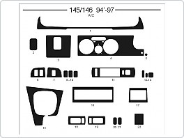 Dekor interiéru Alfa Romeo 145 1994-1997 s klimatizací, AL hliník