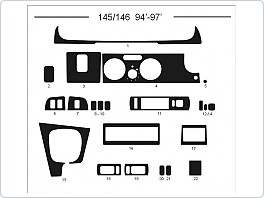 Dekor interiéru Alfa Romeo 145 1994-1997 bez klimatizace, AL hliník