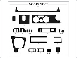 Dekor interiéru Alfa Romeo 146 1994-1997 s klimatizací, AL hliník