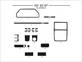 Dekor interiéru Audi 100, 1983-1987 všechny modely, Al hliník