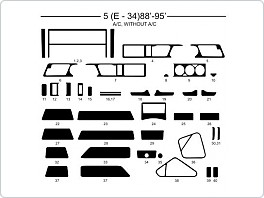 Dekor interiéru BMW E34 1988-1995 s klimatizací, bez klimatizace, AL hliník