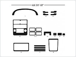 Dekor interiéru Citroen AX, 1991-1997, AL hliník