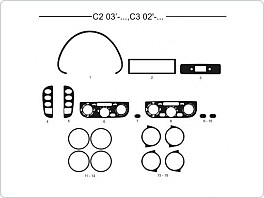 Dekor interiéru Citroen C2, 2003-, AL hliník