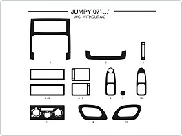 Dekor interiéru Citroen Jumpy, 2007- s i bez manuální klimatizace, AL hliník