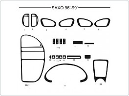 Dekor interiéru Citroen Saxo, 1996-1999, AL hliník