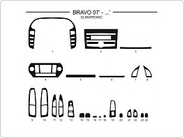 Dekor interiéru Fiat Bravo, 2007-, climatronic, AL hliník