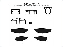 Dekor interiéru Fiat Croma, 2005-, climatronic, manuální řazení, radio Blaupunkt CD, AL hliník