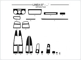 Dekor interiéru Fiat Linea, 2007-, bez klimatizace, AL hliník