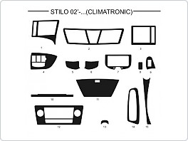 Dekor interiéru Fiat Stilo, 2002-, climatronic, AL hliník