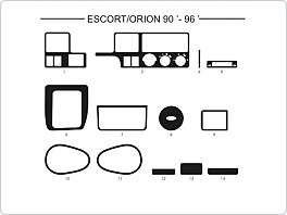 Dekor interiéru Ford Escort, 1990-1995, carbon standart