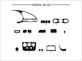 Dekor interiéru Ford Fiesta, 1995-2002, carbon plus