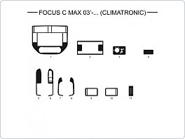 Dekor interiéru Ford C-Max, 2003-, climatronic, AL hliník