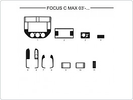 Dekor interiéru Ford C-Max, 2003-, bez climatronic, AL hliník