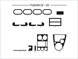 Dekor interiéru Ford Fusion, 2002-2005, AL hliník