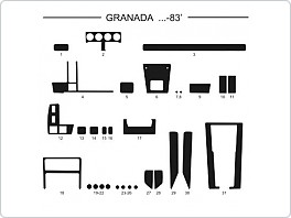 Dekor interiéru Ford Granada, do 1983, carbon standart