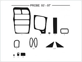 Dekor interiéru Ford Probe, 1993-1997, AL hliník