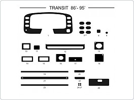 Dekor interiéru Ford Transit, 1986-1995, černý