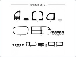 Dekor interiéru Ford Transit, 1995-1997, černý