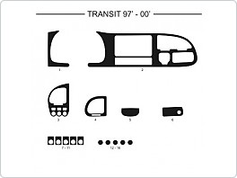 Dekor interiéru Ford Transit, 1997-2000, černý